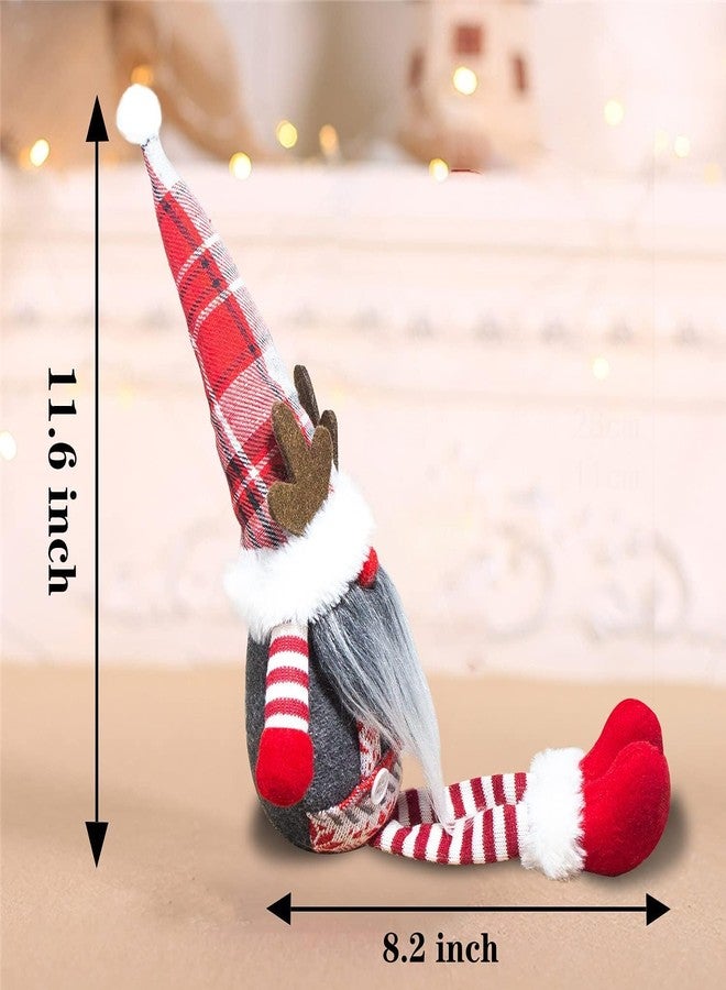 BWFY 2pcs Christmas Gnomes Swedish Tomte Decorations with Dangling Legs-Handmade Christmas Reindeer Gnomes Plush Doll Elf Ornaments Scandinavian Figurine Elk Knomes Santa for Holiday Home Decor and Gifts - Image 5